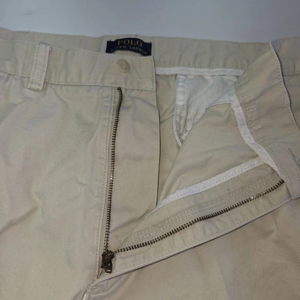 Polo Ralph Lauren Chino Shorts Men 38 Khaki Tan Cotton Twill Flat Front 9 Inseam